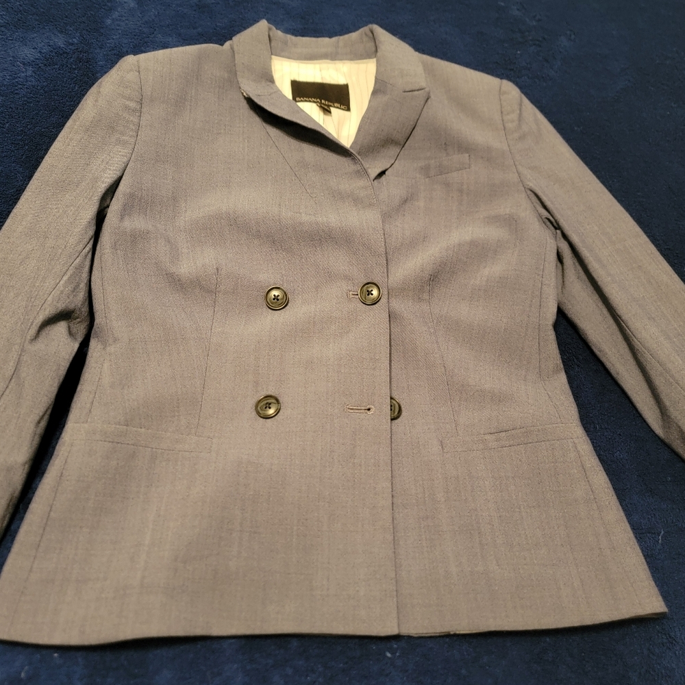 Women's Banana Republic Gray Double-Breasted Blazer